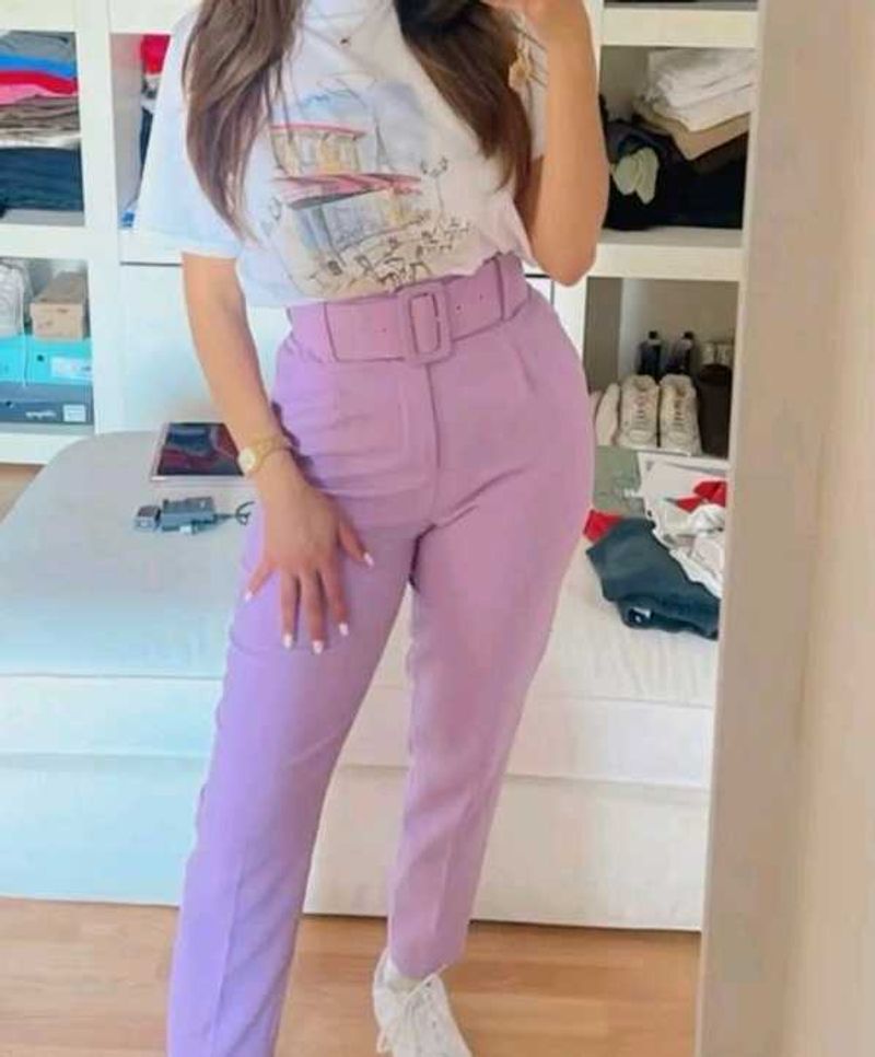 Stylish Lavender High-Waisted Pants
