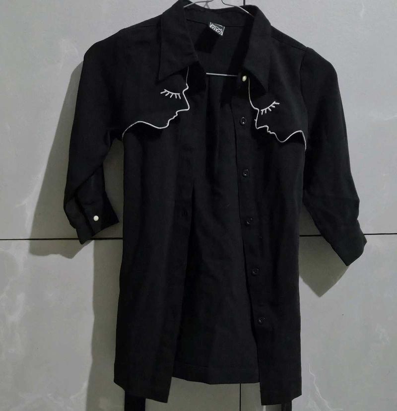 Unique Black Face Print Shirt