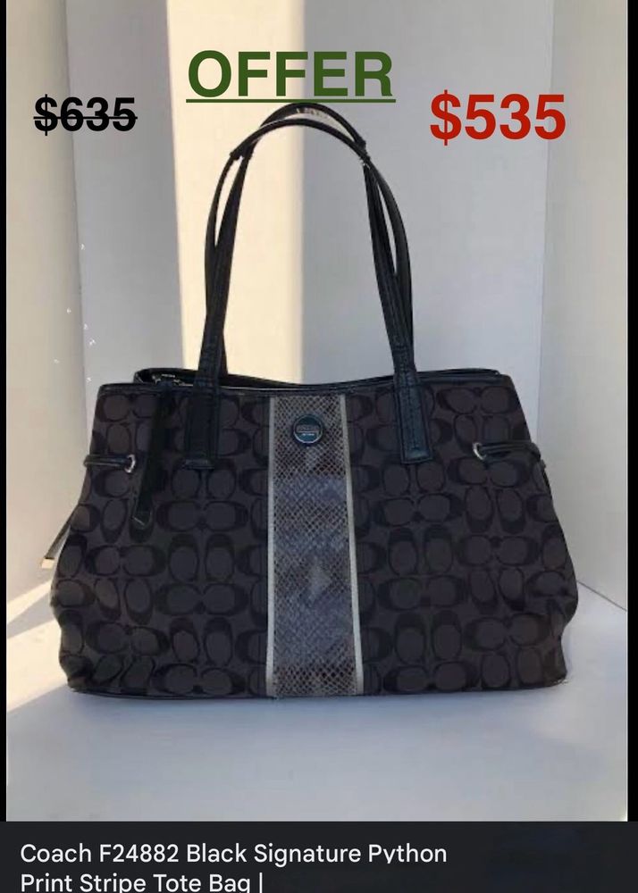 Coach Black Signature Stripe Handbag