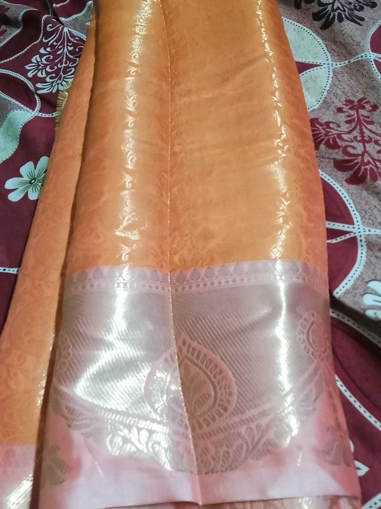 Elegant Orange soft Silk Saree