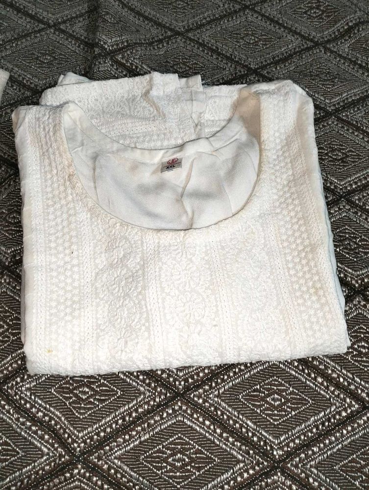 White Embroidered Kurta Set