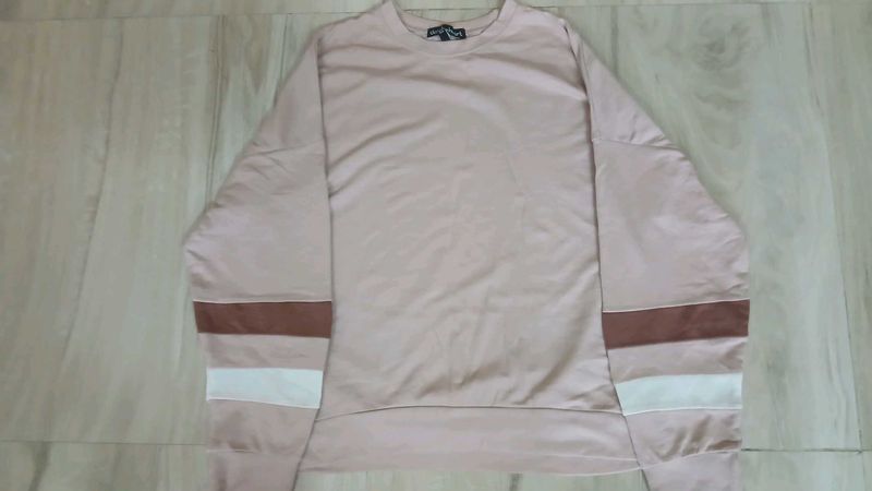 Stylish Pink Color Block Sweatshirt