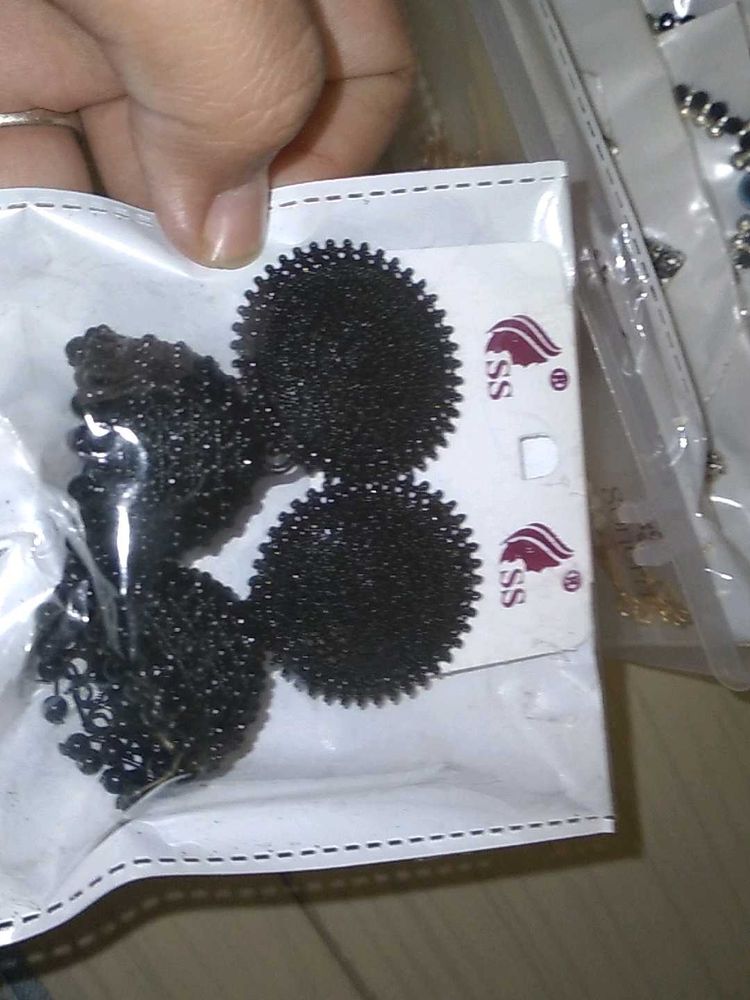 Black Stud Earrings - Set of 2