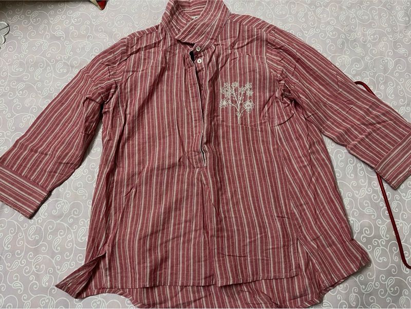 Charming Striped Tunic with Embroidery