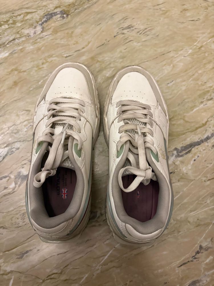 White Lace-Up Sneakers