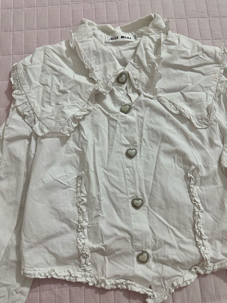 Miss Miao White cropped Blouse