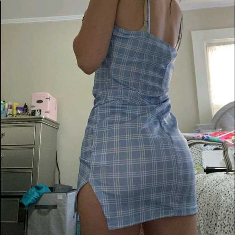 Blue Plaid Mini Dress