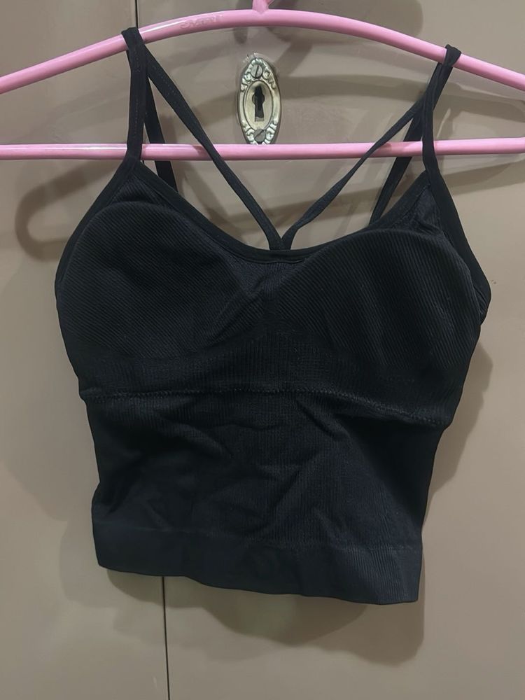 Black Sports Bra with Criss-Cross Back