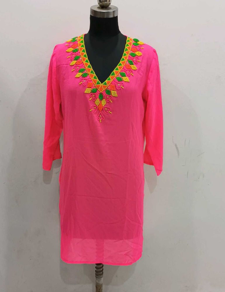 Vibrant Pink Embroidered Kurta