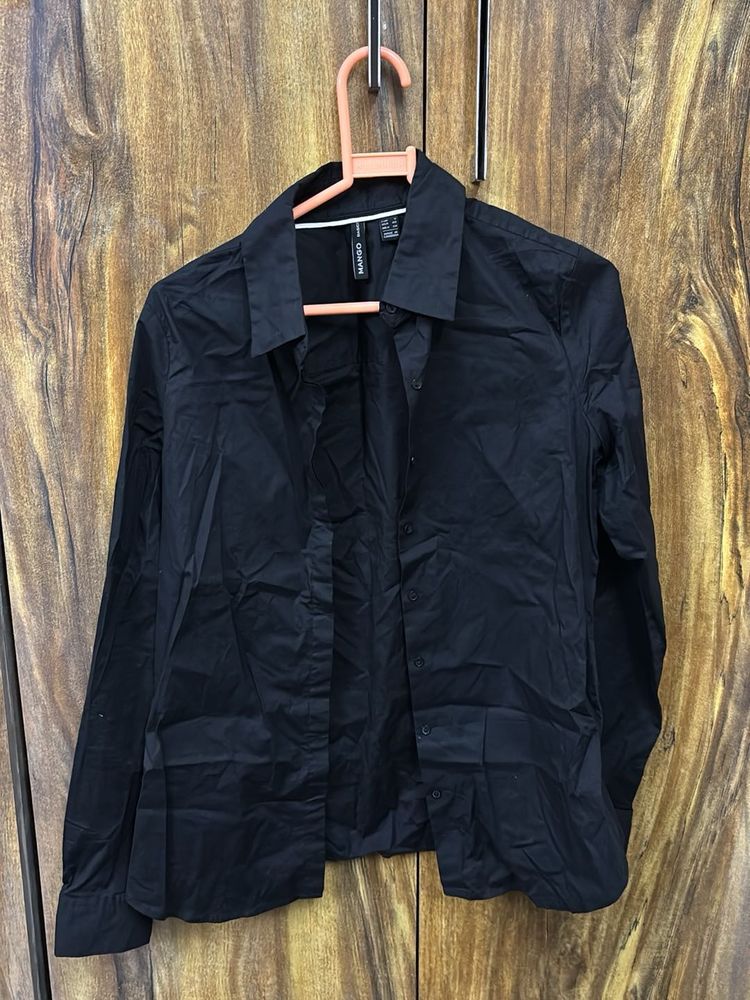 Classic Black Mango Button-Up Shirt