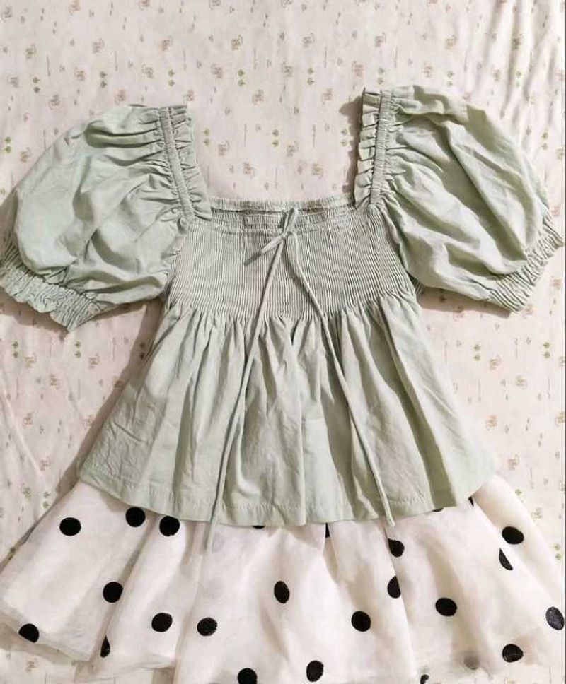Cute Puff Sleeve Polka Dot Dress