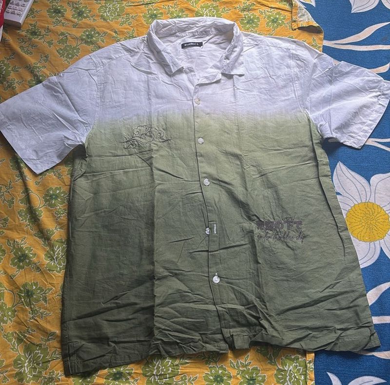 Zudio Men's Short Sleeve Ombre Shirt