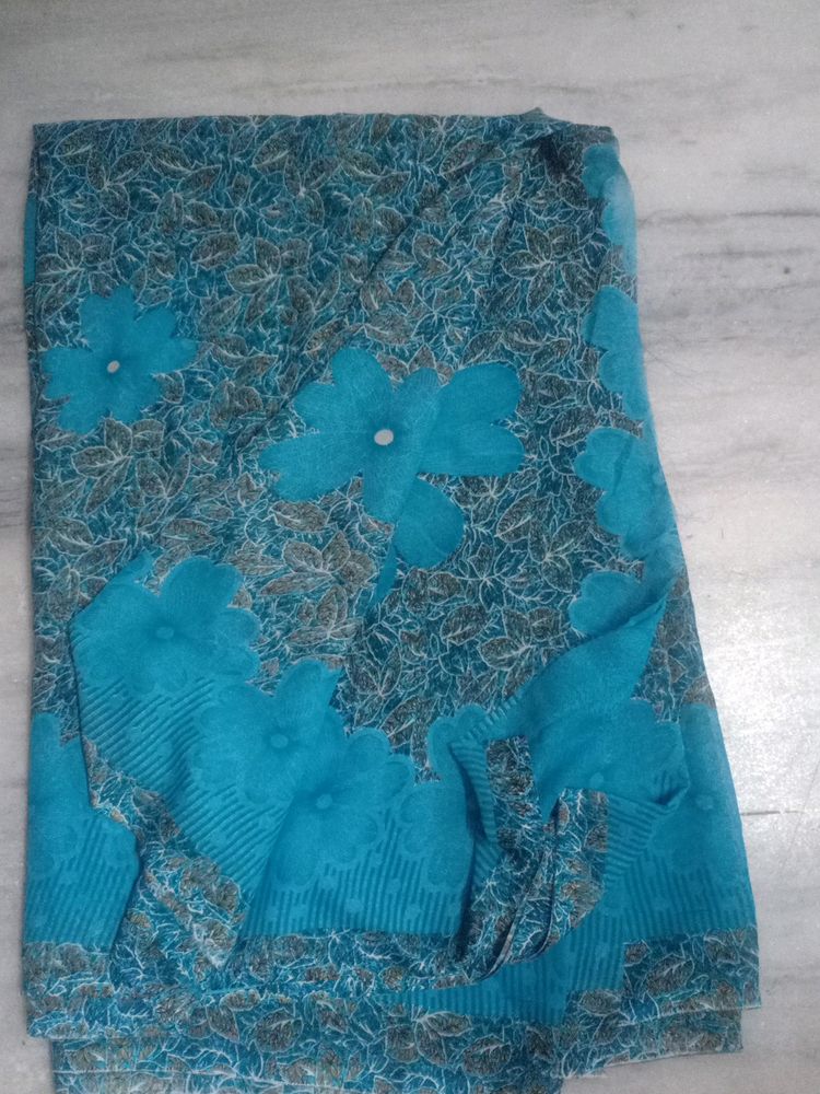 New Blue Chiffon Saree