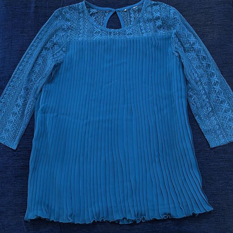 Blue Georgette A-Line Top
