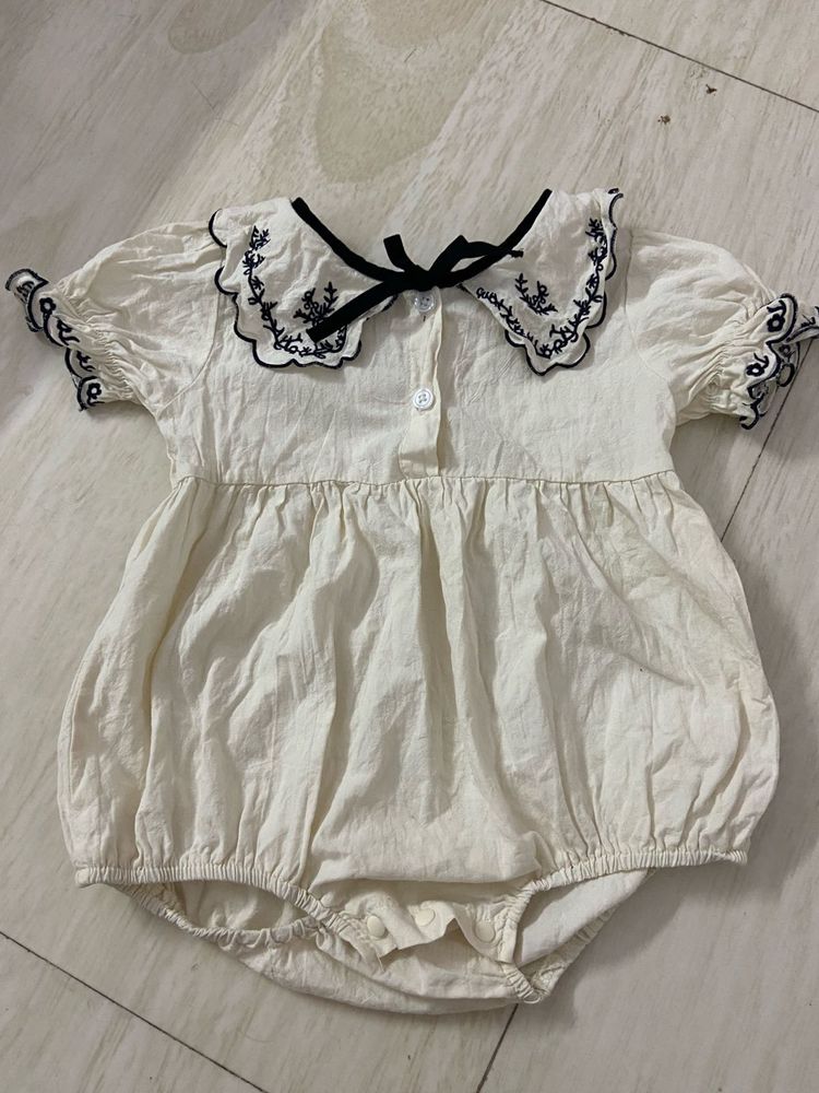 Baby Girl's Cute Romper with Collar