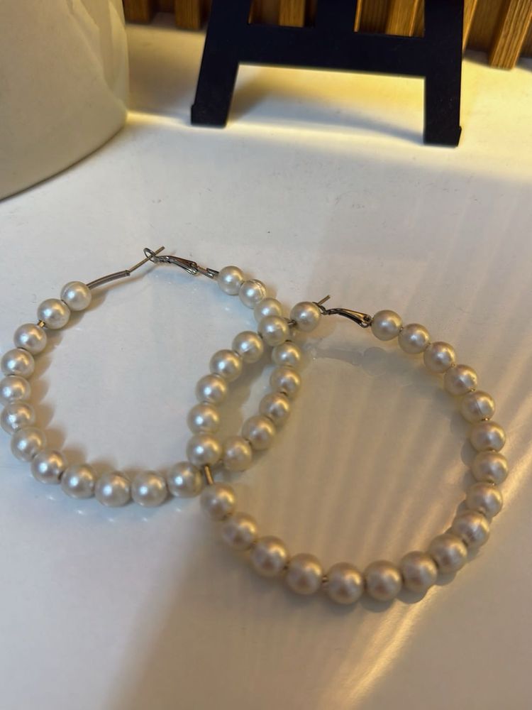 Elegant Pearl Hoop Earrings