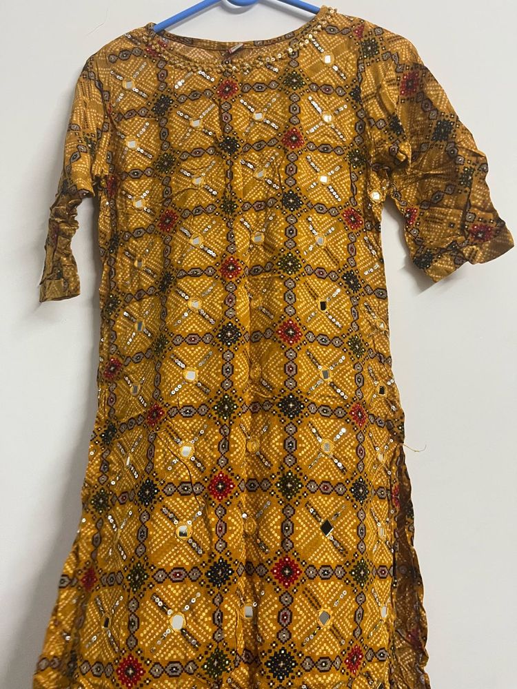 Stylish Yellow Printed Kurta with plazo