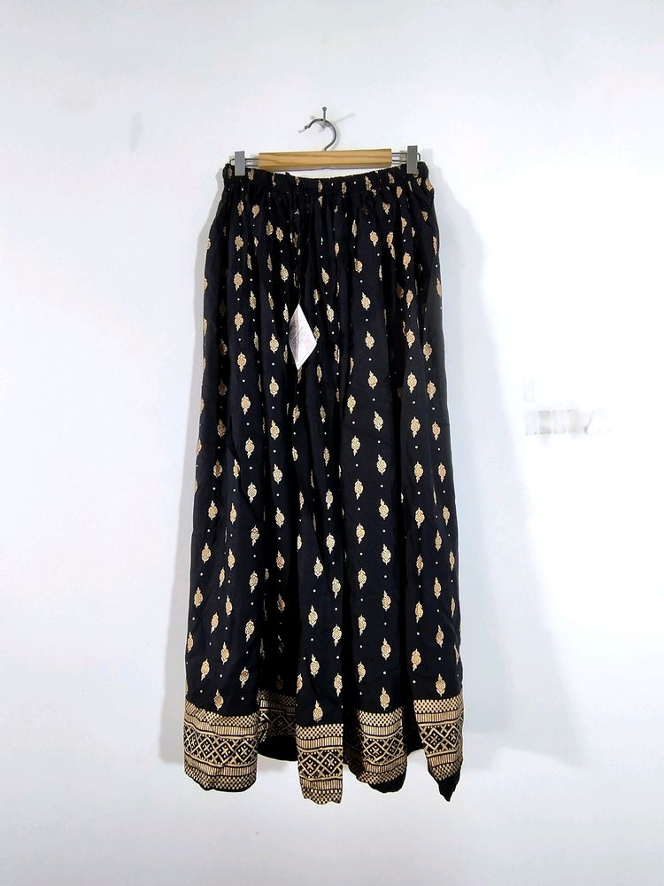 Black With Gold Printed Skirt (Women's)
