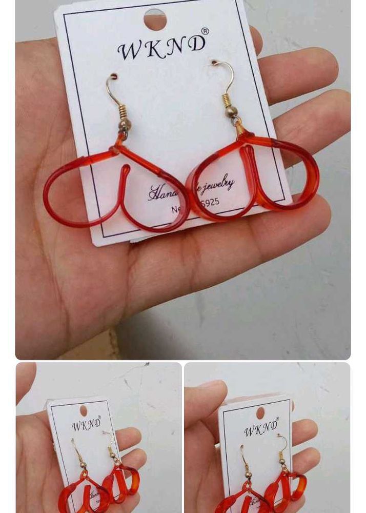 Red Abstract Shape Earrings
