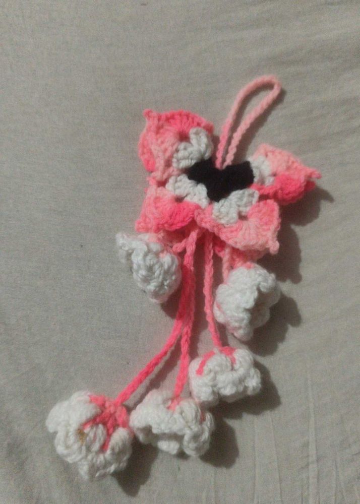 Handmade Crochet Flower keychain/clip