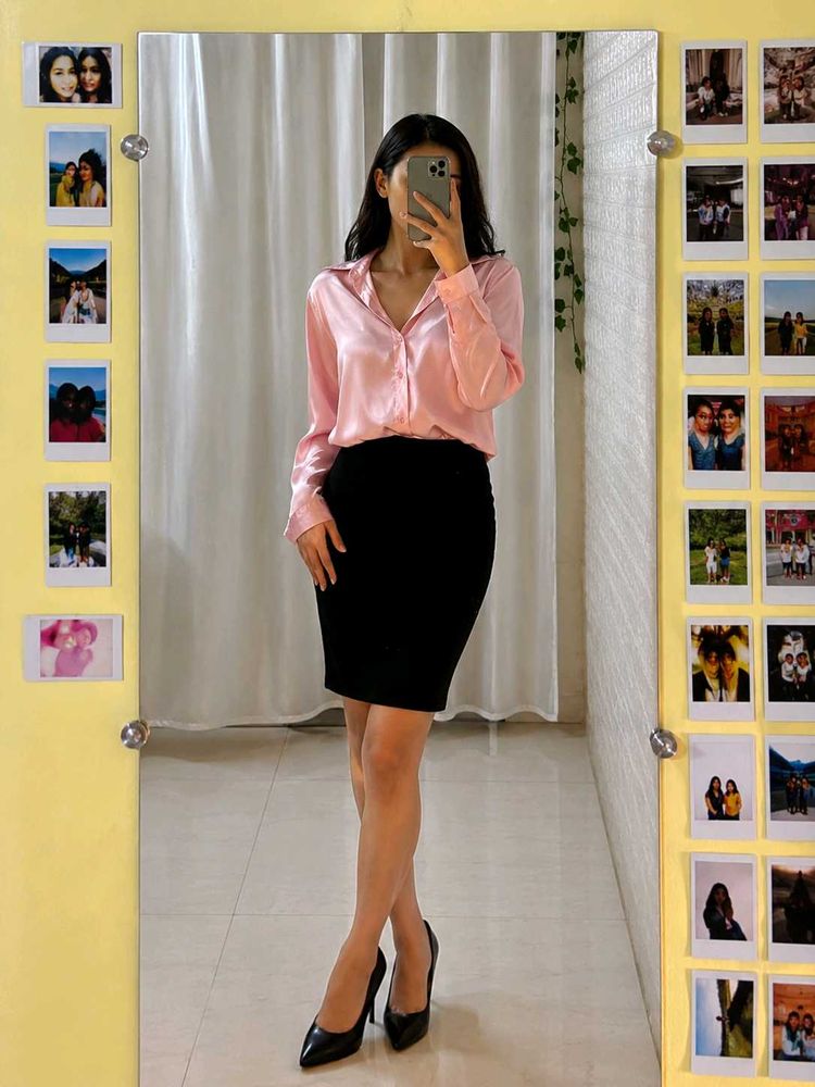 Dusty Pink Satin Shirt