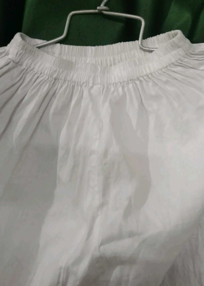 White Elasticated kurta Pants