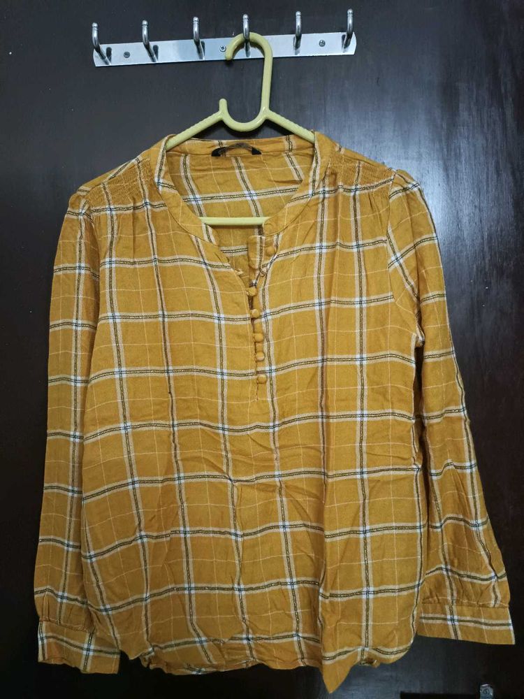 Mustard Plaid Top