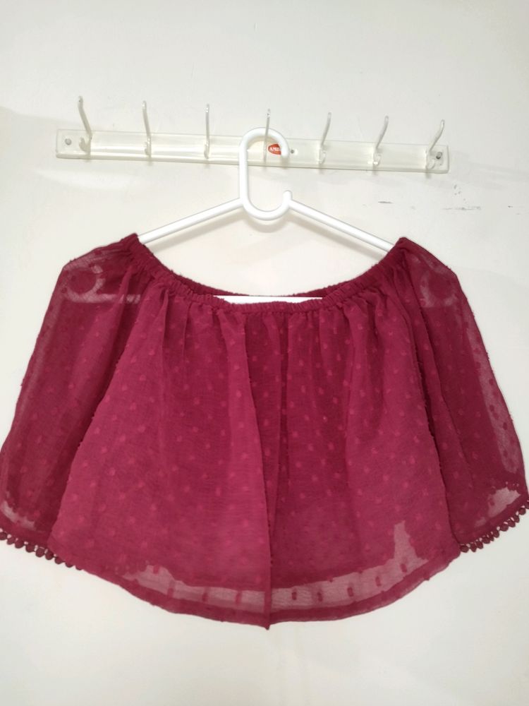 HERE AND NOW Maroon Cropped Top