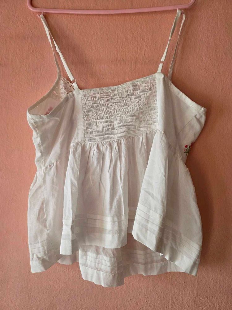 White Smocked Cami Top