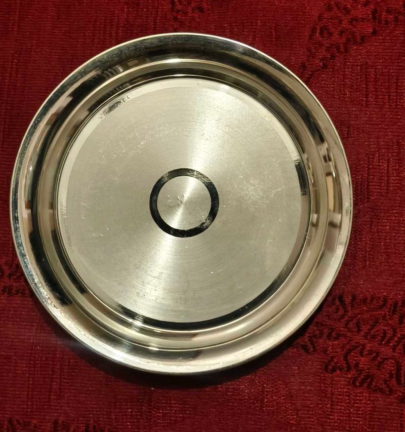 Vintage Metal Pooja Plate pure silver