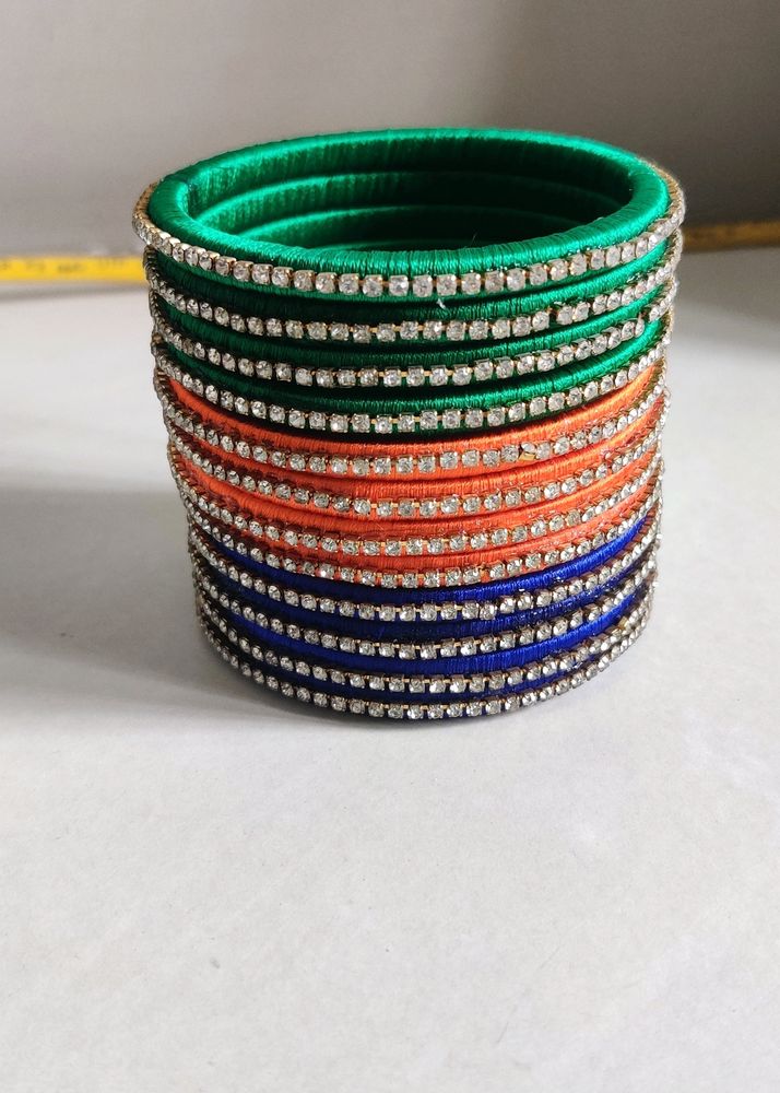 3 Colours Silk Thread Diamond Bangles Bracelets 12