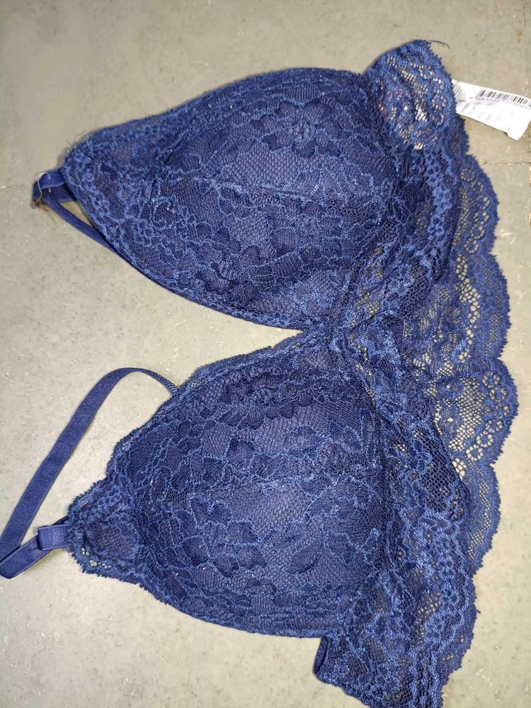Navy Blue Lace Bra