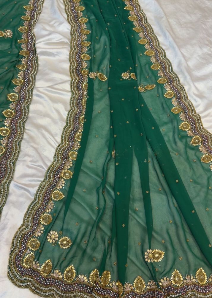 Embellished Green Net Dupatta