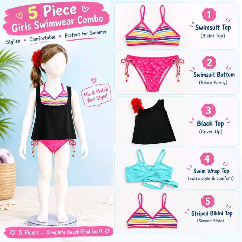 🇳🇿💫🎀Girls 5-Piece Swimwear Combo