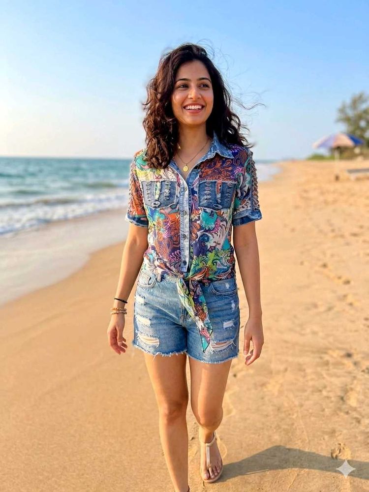 Bohemian Print Tie-Front Shirt