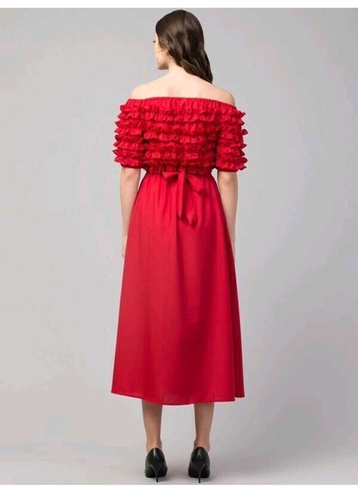 Chic Off-Shoulder Ruffle Midi Dress