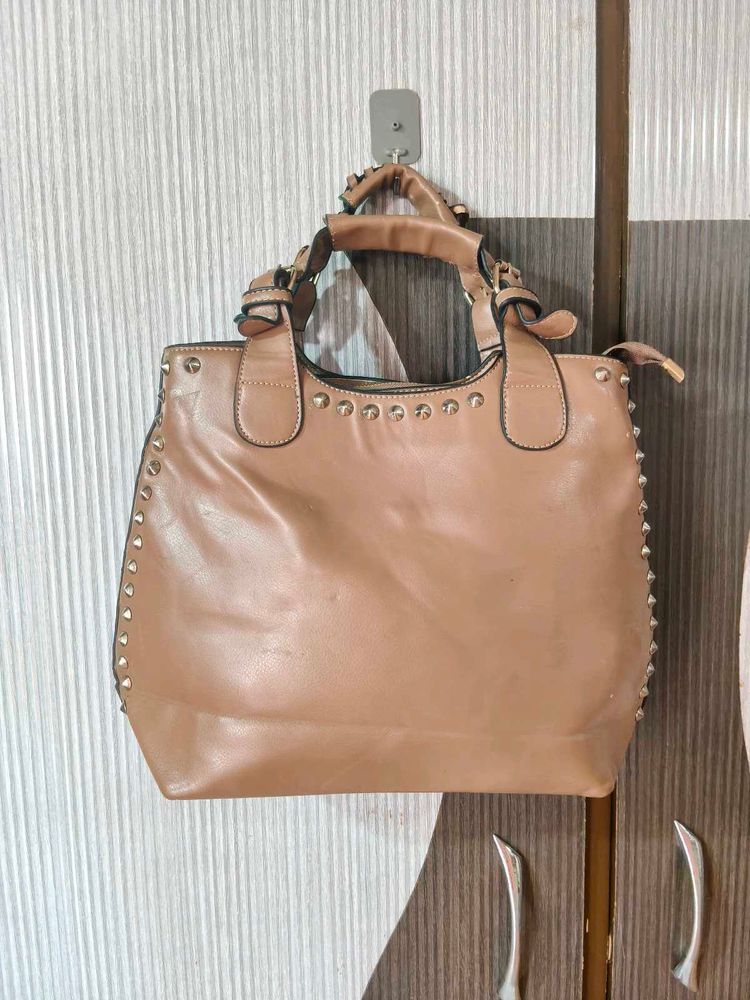 Studded Tan Handbag