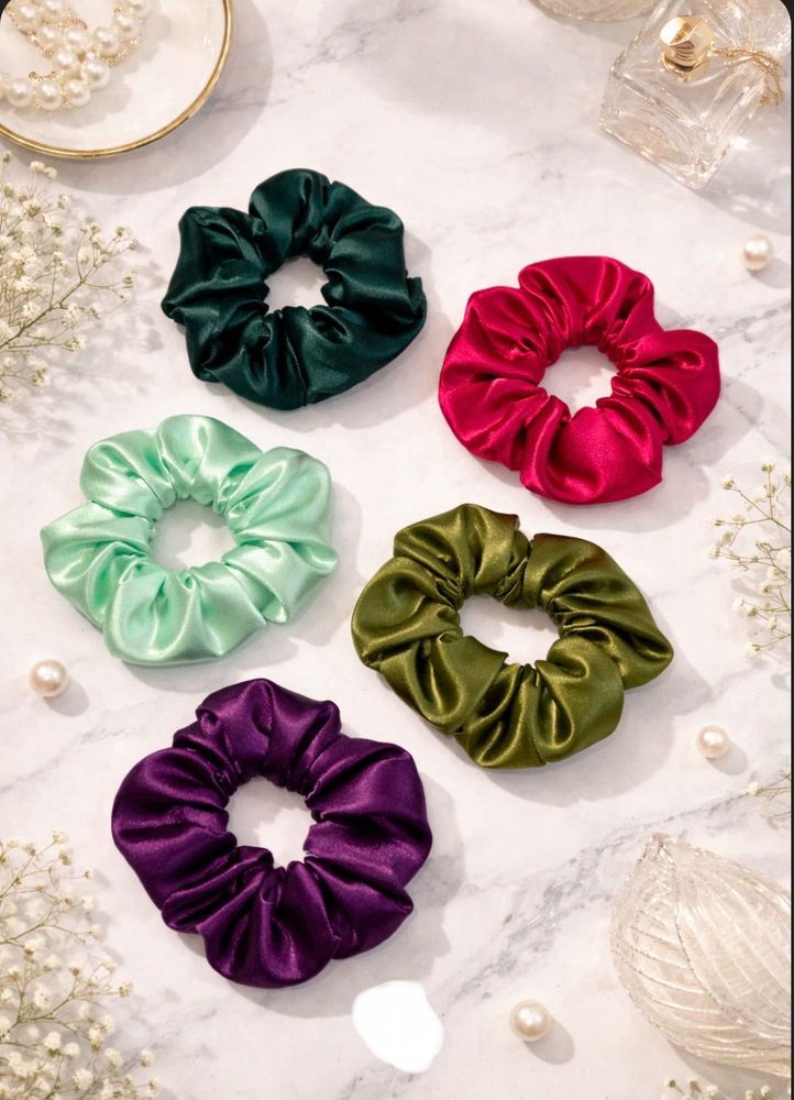 Satin Scrunchies - Set of 5