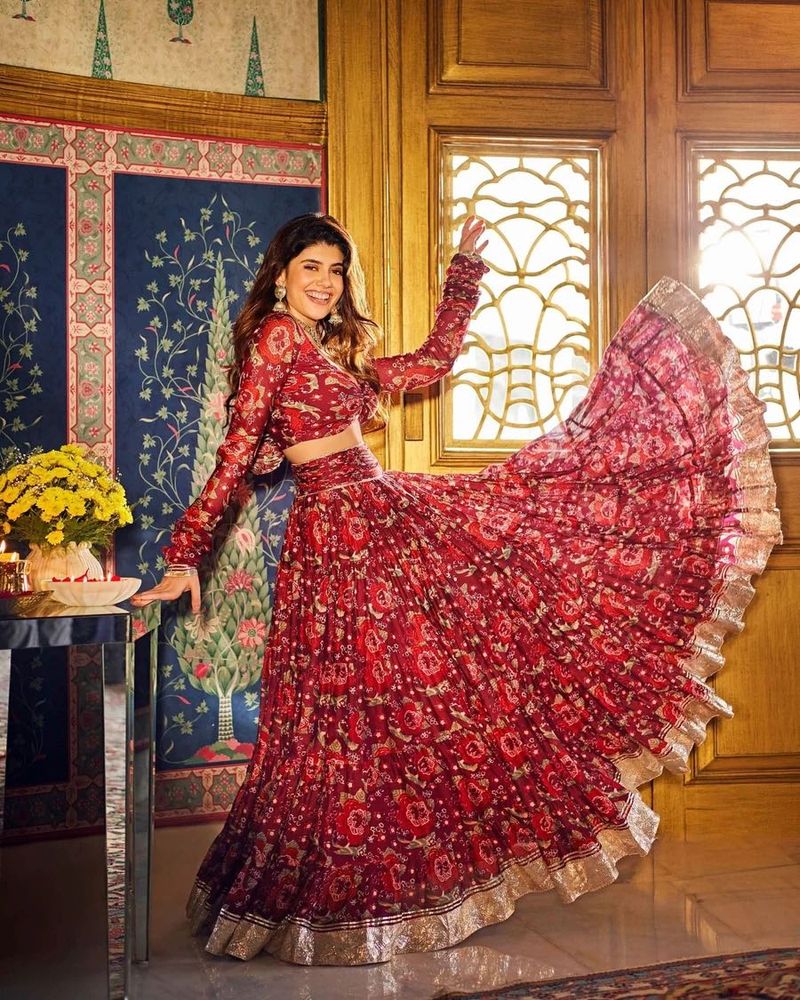 Stunning Red Floral Lehenga Set