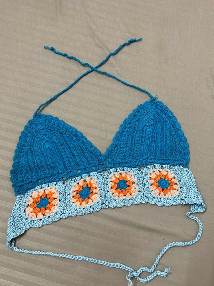 Blue Crochet Bralette