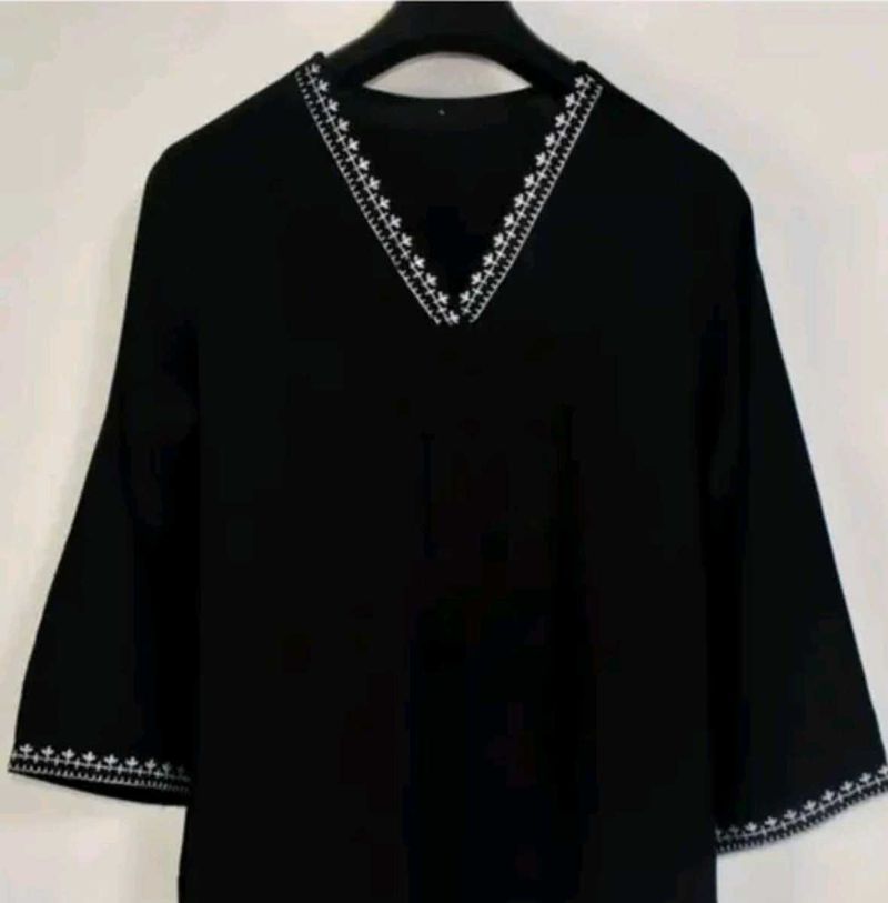 Bell sleeves pashmina Elegant Black Kurta