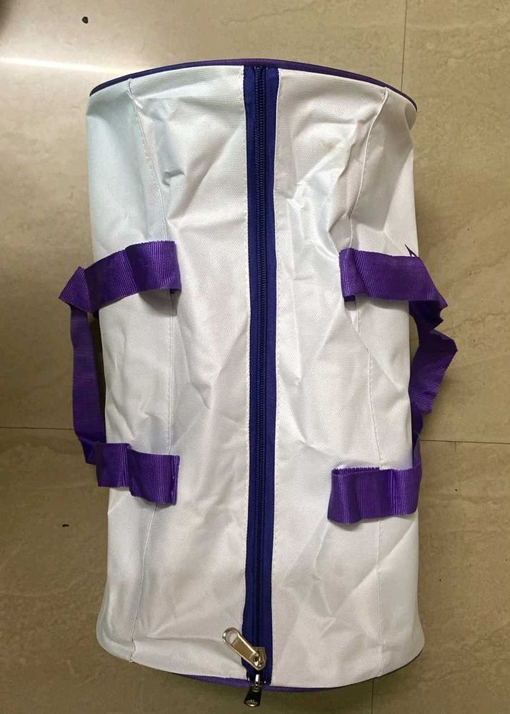 White and Purple Duffle Bag