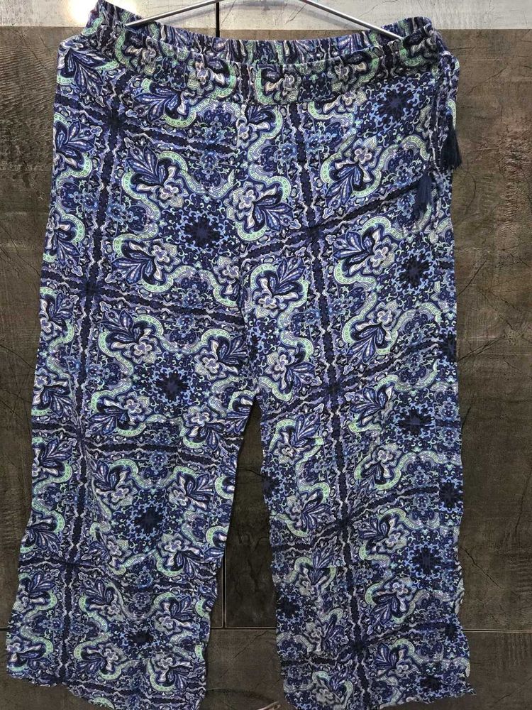 Girls Blue Print Palazzo Pants