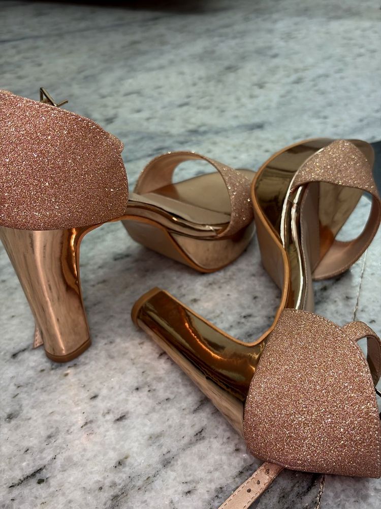 Rose Gold Glitter Platform Heels