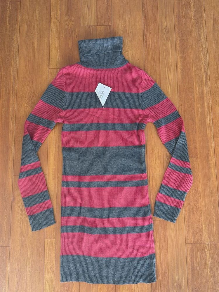 Striped Turtleneck Sweater Dress