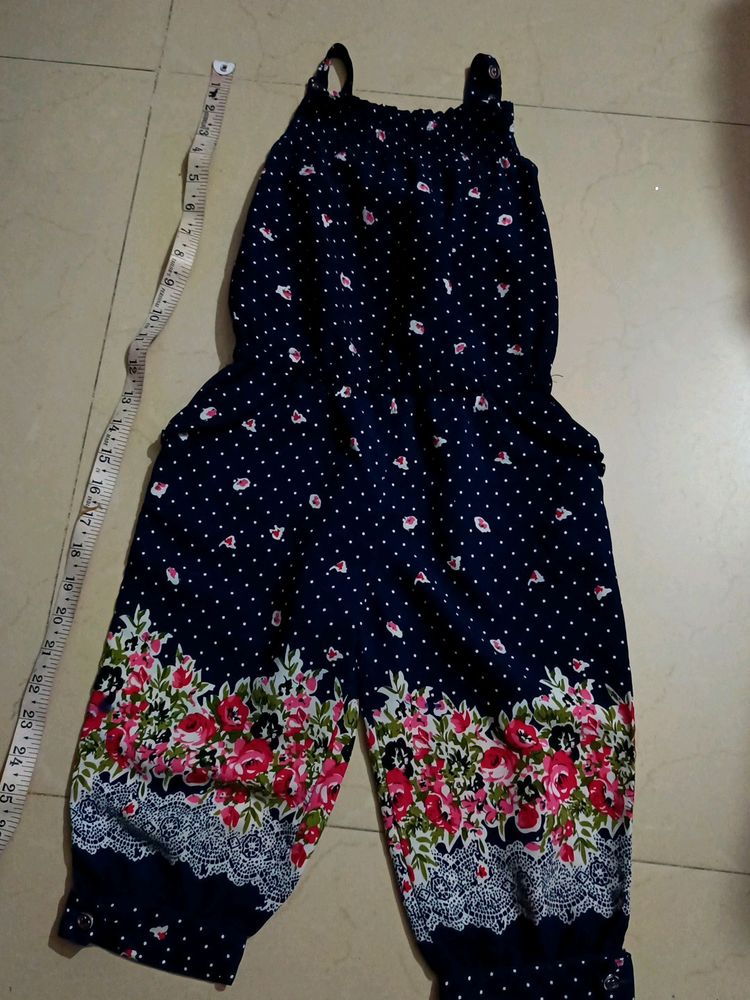 Kids Navy Floral Jumpsuit