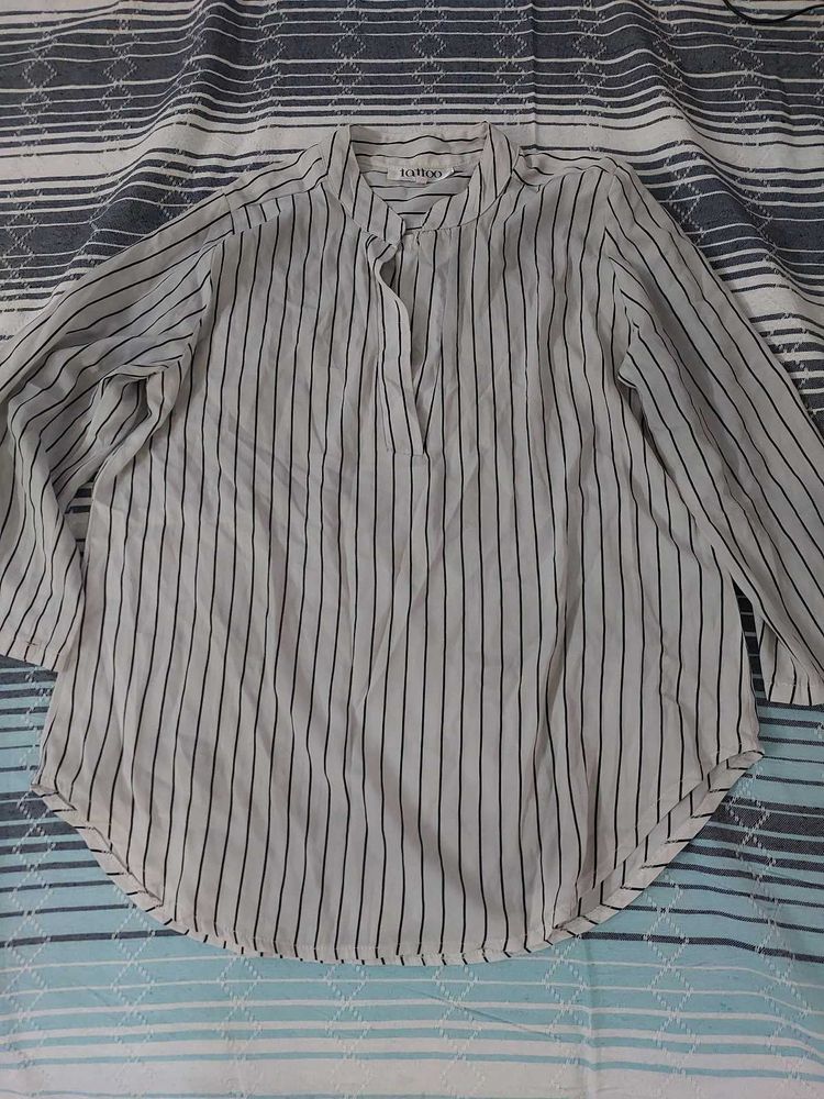 Striped V-Neck Long Sleeve Blouse