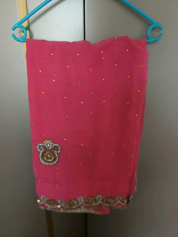 Gajri Pink Heavy Work Saree