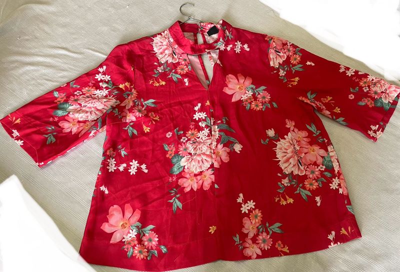 Light Red Floral Print Blouse