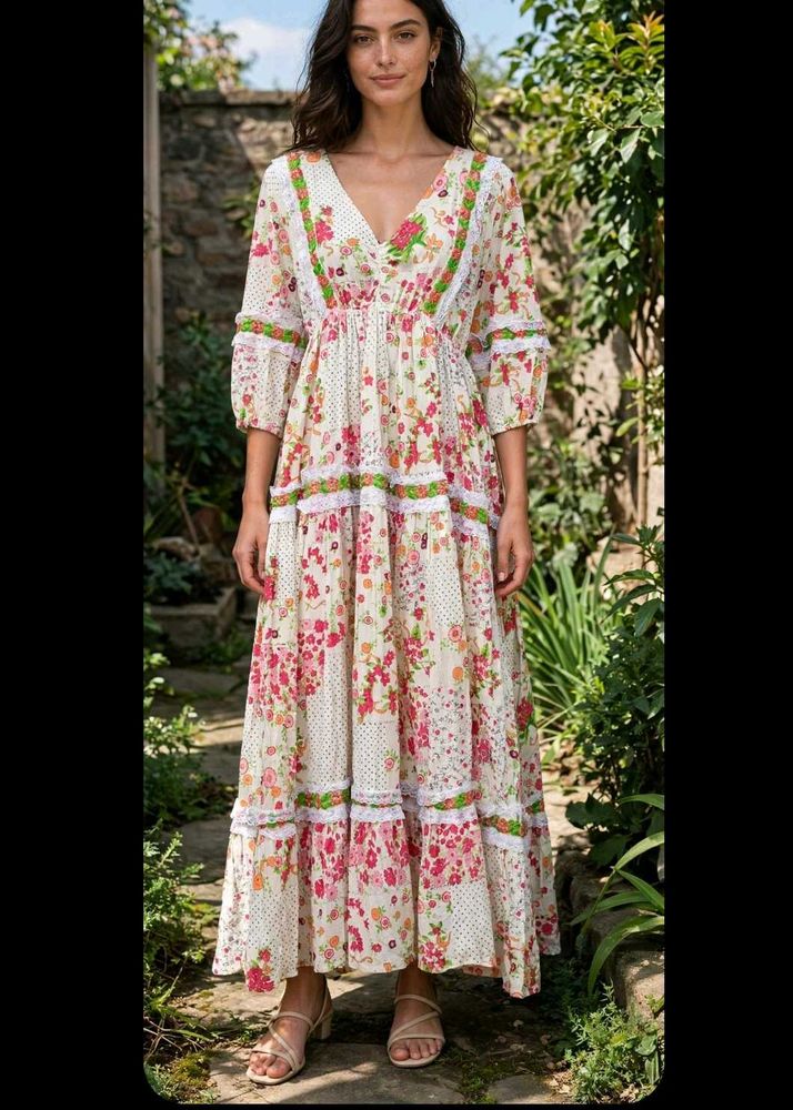 Bohemian Floral Print Maxi Dress